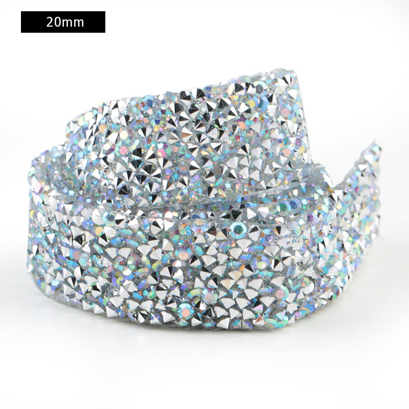 Dżetów wykończenia poprawka 1 stoczni Strass szycia taśmy Rhinestone aplikator wstążka z dżetów żelazko na ubrania akcesoria: 2cm - clear AB