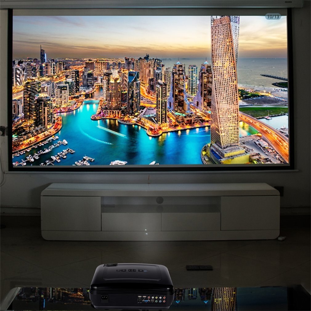 LESHP Multimedia 720P LCD proyector de alta resolución Cine en Casa teatro TV 3200LM HDMI VGA USB para Laptop TV