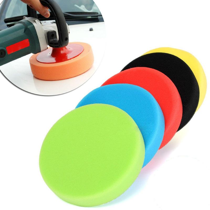 5PCS 3"/4"/5"/6"/7" Flat Sponge Buff Buffing Pad Polishing Kit Car Polisher