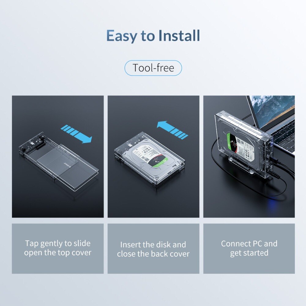 Orico Hdd Case 3.5 Sata Naar USB3.0 6Gbps Transparante Harde Schijf Behuizing Voor Hdd Ssd Disk Hd Externe Hdd behuizing 16Tb (3159U3)