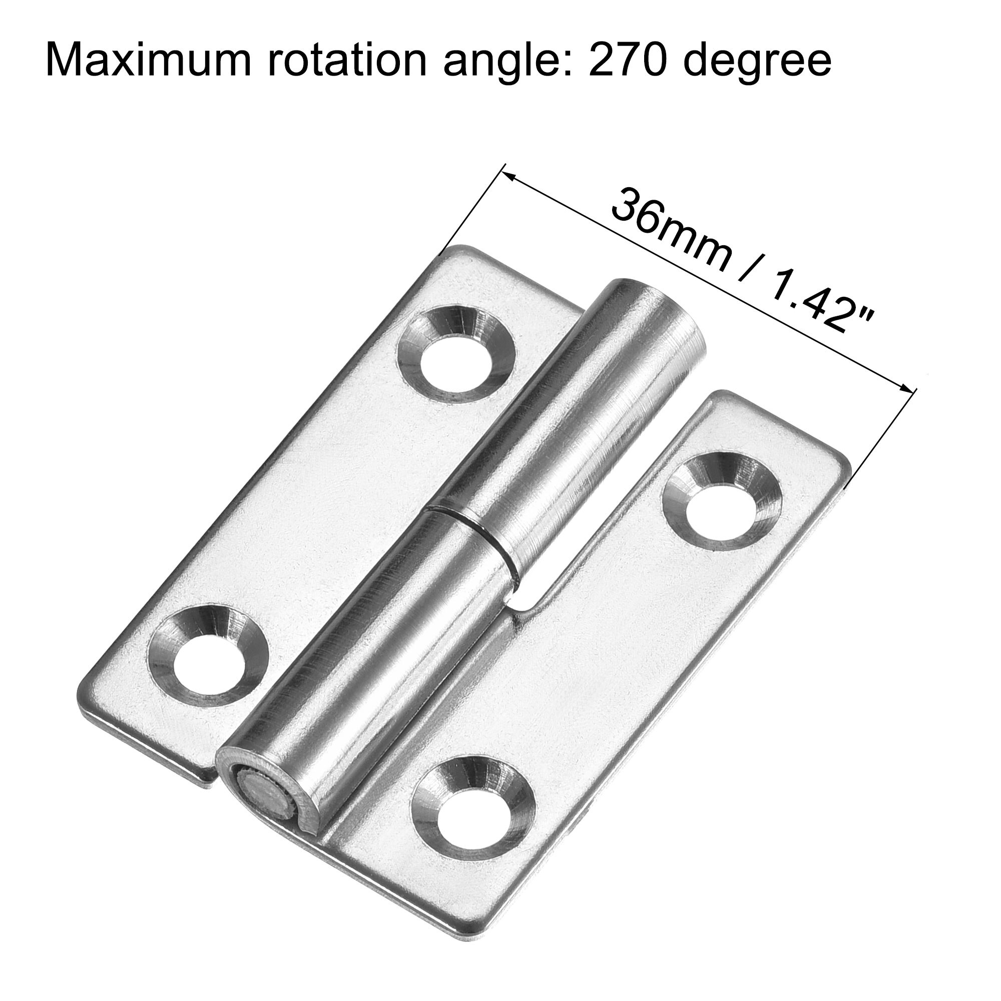 Uxcell Lift Off Hinge , Right Handedness Mini Stainless Steel Hinge Detachable Slip Joint Small Flag Hinges 50mm Long