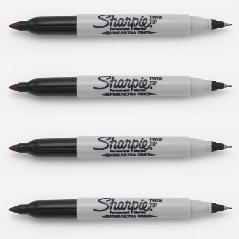4 farver/parti sharpie permanent tusch pen tvillingspids fine tuscher hurtigtørrende blæk glat skrift cd markør pennarello