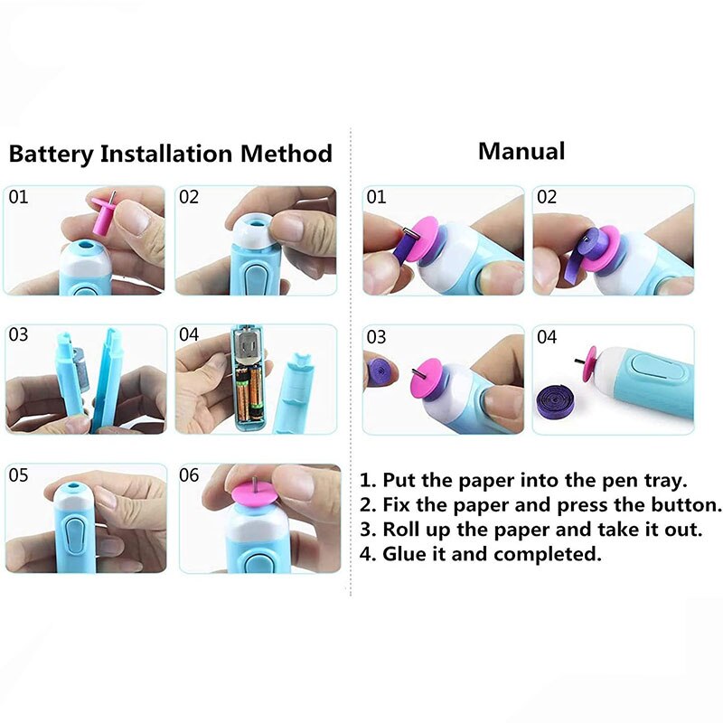 2 in 1 Quilling Slotted Tool Paper Rolling Electric Pen for General Quilling Paper Strips and Wider Paper Strips