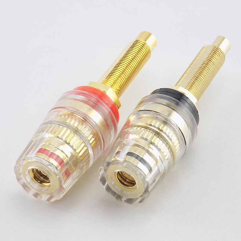 2pcs Brass Long Binding Post Connector Audio Speaker Amplifier Audio Adapter for 4mm Banana Plug Terminal Connectors W17