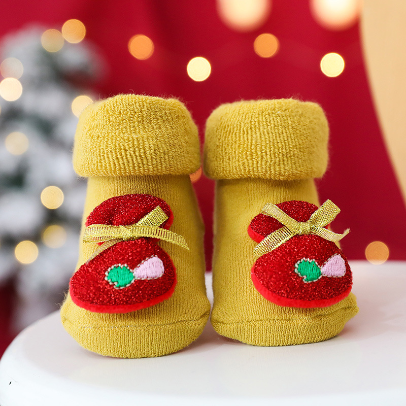 4 Kleuren Kerst Baby Sokken Winter Warm Leuke Katoenen Kerstman Elanden Antislip Pasgeboren Peuter Jongen Meisje Kerst sokken Baby