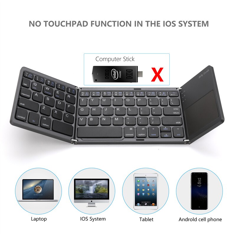 Tragbare Mini Folding tastatur USB lade Drahtlose Tastatur mit Touch Pad kompatibel Für iOS iPad Android PC Tablet Notebook