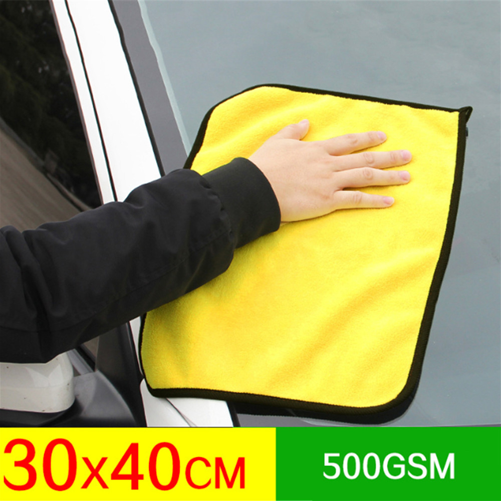 Super absorbant lave-auto microfibre serviette voiture nettoyage séchage tissu grand ourlet voiture soin tissu détaillant serviette 30*60: 30x40cm 500GSM