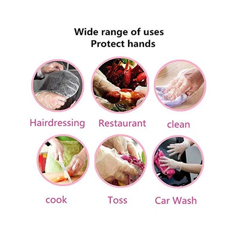 Disposable Food Preparation Gloves-600 Plastic Food Safety Disposable Gloves, Food Handling, Transparent