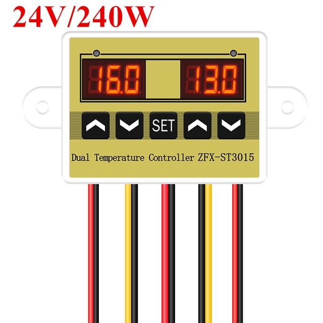 ZFX-ST3015 Dual Temperature Controller Incubator Controller temperature Humidity Thermostat Temperature Controller Regulator: 24V