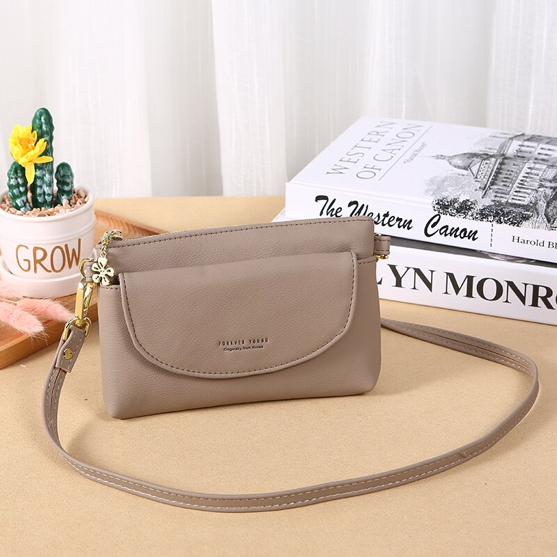 Dames pu leren schoudertas dames crossbody tas casual eenvoudige handtas frisse kleine crossbody tas 7304: Grijs 7304