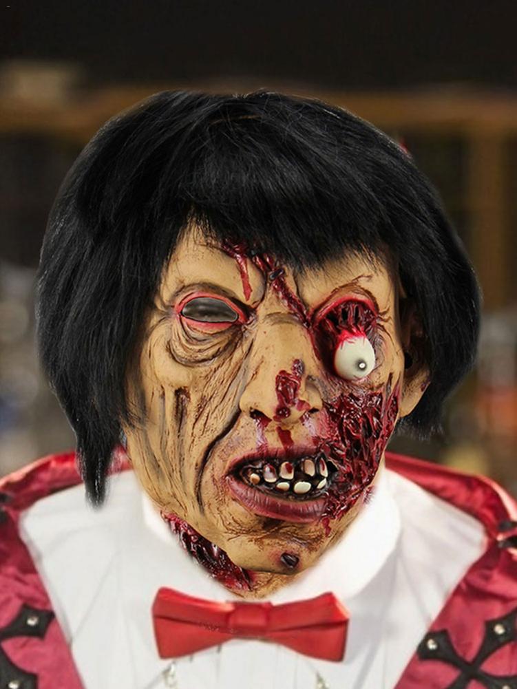 Headgear Halloween Scary Mask Face Cover Anonymous Masks Halloween Horror Latex Eye-Blasting Horror Props Coaplay Headware