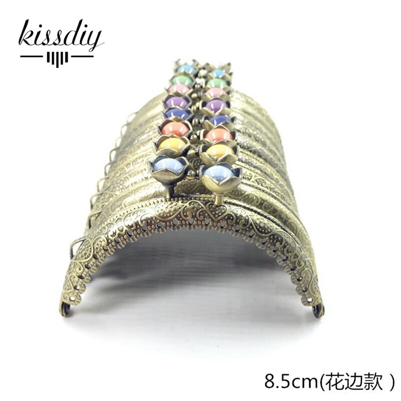 KISSDIY 20pcs/10pcs 8.5CM Lotus head Bag Kiss Clasp Bronze Semicircle Metal Coining Pattern Purse Frame DIY Bag Sewing Acces