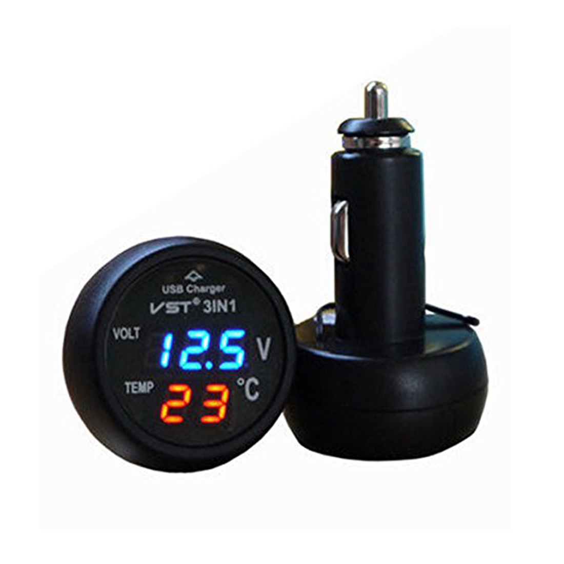 Multifunctionele Auto Digitale Voltmeter USB Car Charger 3 in 1 LED Batterij DC Voltmeter Thermometer Temperatuur Sensor