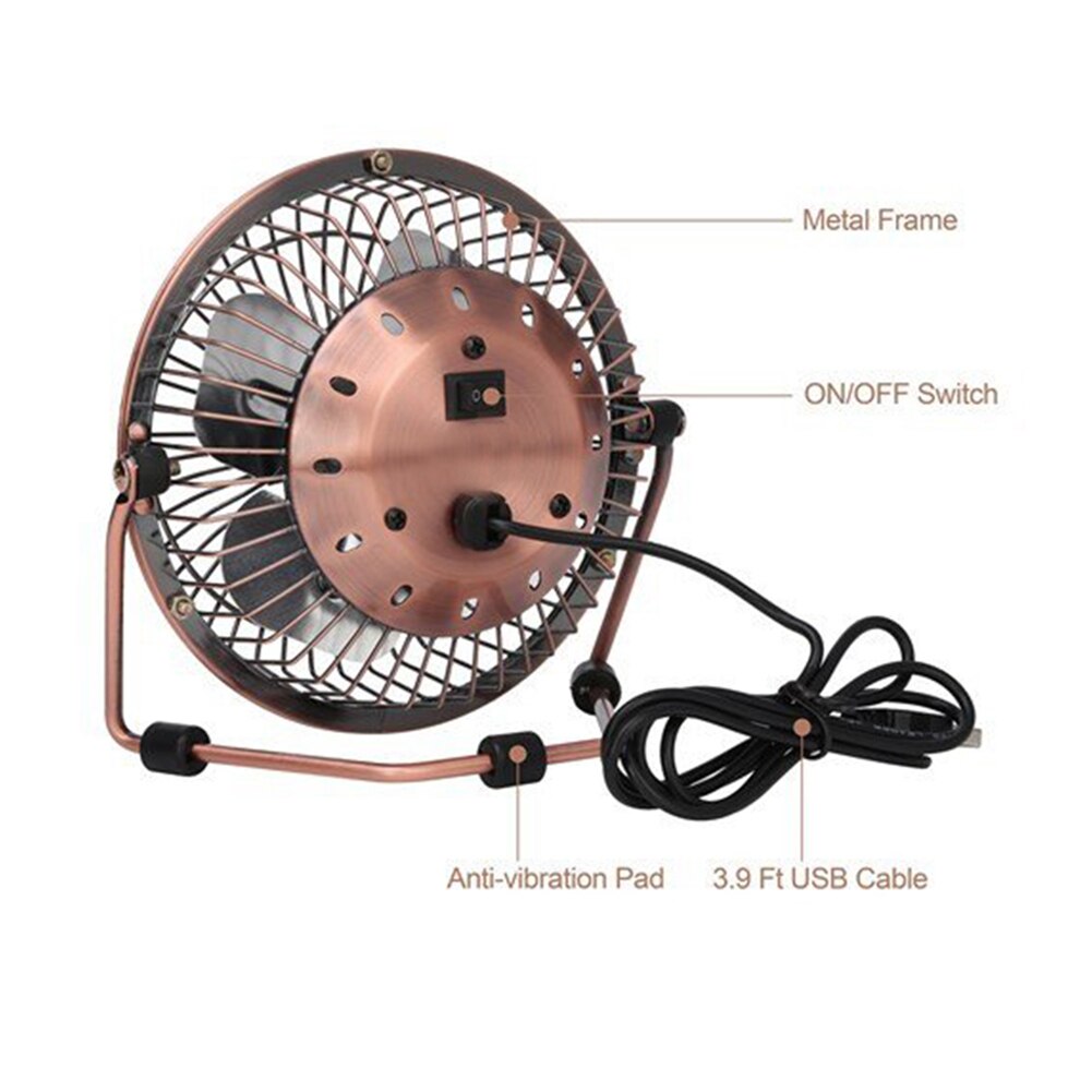 Mini USB Desktop Home Metal Fan Angle Adjustable Quiet Ventilator Summer Cooler