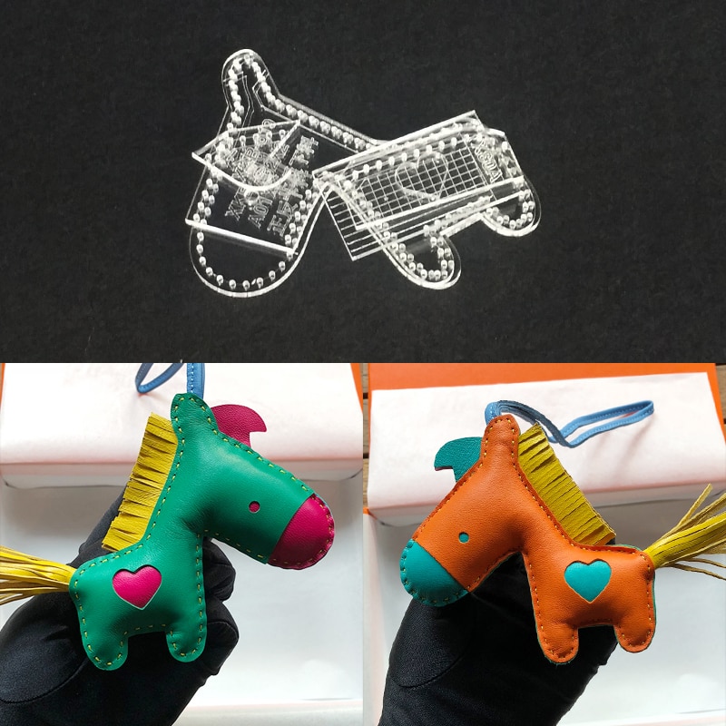 1 stk gør-det-selv læderhåndværk sød mini hest akrylmønster stencil skabelon nøglering syværktøj til læderhåndværk værktøjssæt 10 x 10 x 1cm