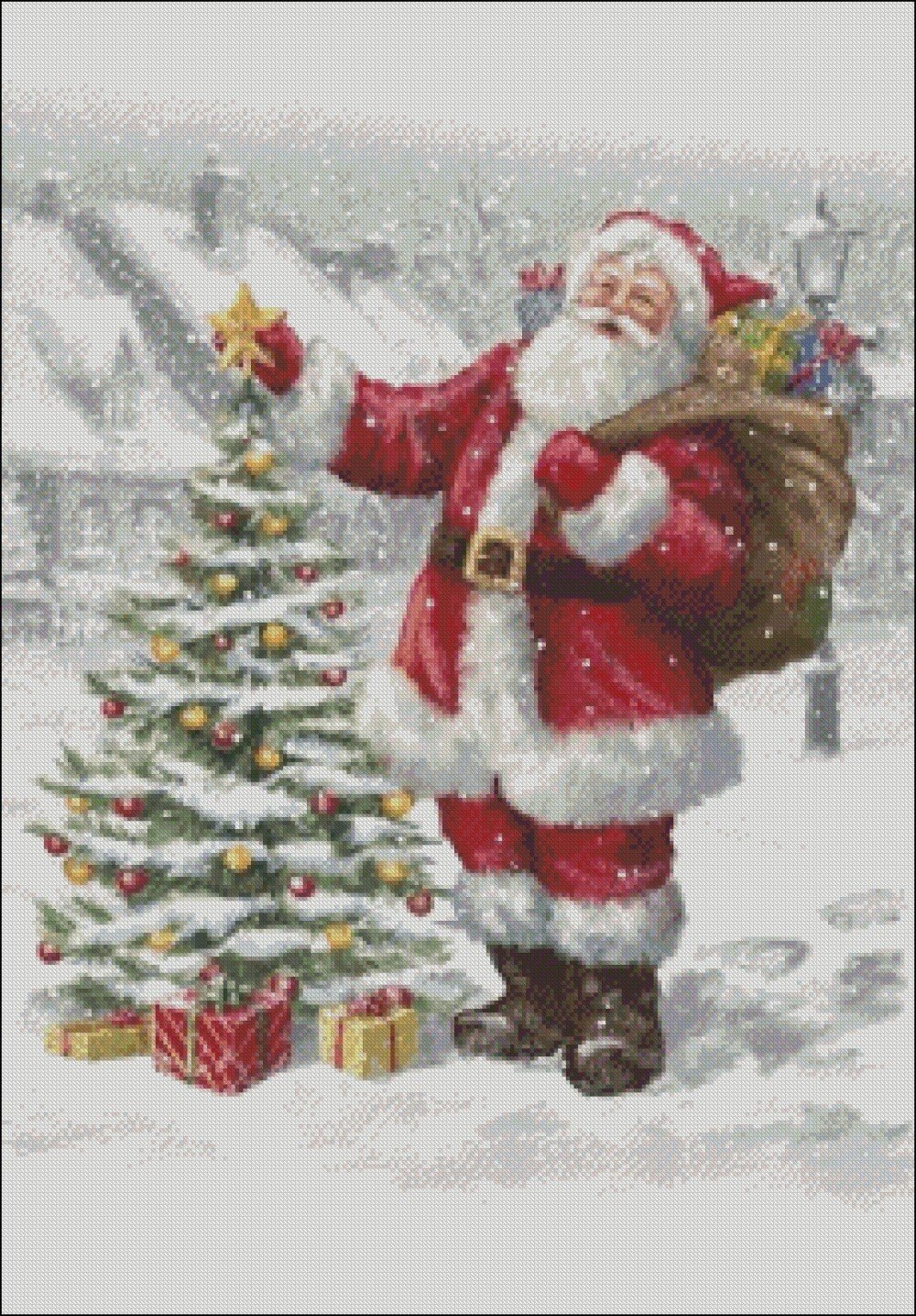 Julemanden 13 -  tællede korssting kits - diy håndlavet håndarbejde til broderi 14 ct korssting sæt jul