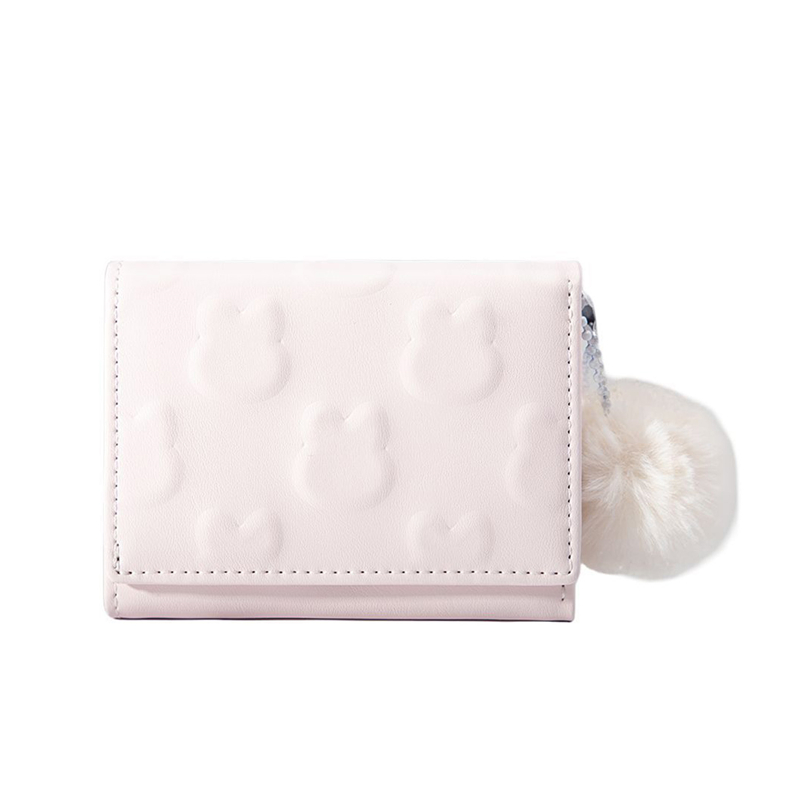 Cartoon Small Wallet Cute Korean Short Wallet Women's Solid Color Cute Rabbit Pattern Simple Multi Card Bag Zero Wallet