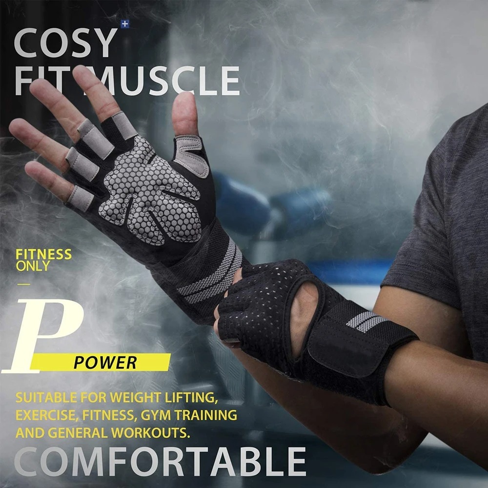 Gewichtheber-Handschuhe für Herren und Damen, Trainingshandschuh, Langhantel, Fitnessstudio, Fitness-Handschuhe mit Handgelenkstütze für Crossfit-Ausbildung, Übungsschutz