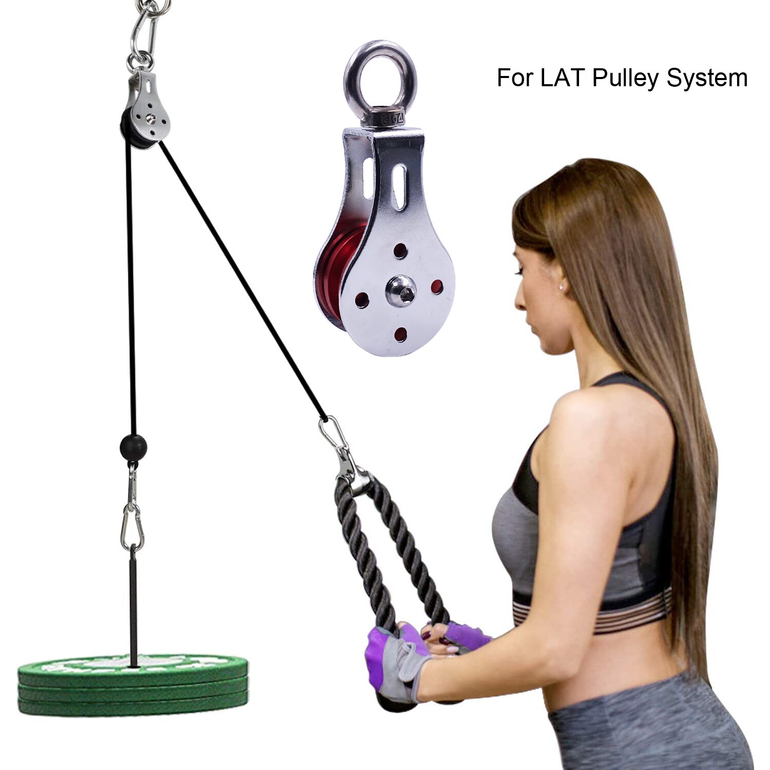 Fitness Bearing Pulley for Home Gym Cable Machine Wire Rope Attachment System Aluminum Wheel Lifting Strength Workout Equipment