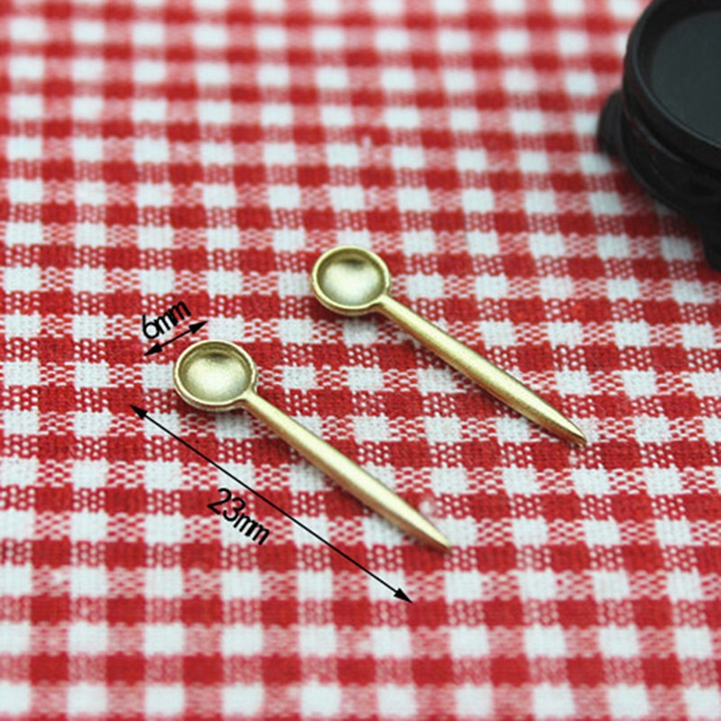 1Pcs 1/12 Mini Alloy Spoon Simulation Kitchen Tools Model Toys for Doll House Decoration Dollhouse Miniature Accessories