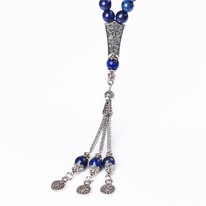 Losheren lapis lazuli stenen kralen 33 islamitische rozenkrans moslim tasbih allah kralen man armband ramadan 8mm tesbih