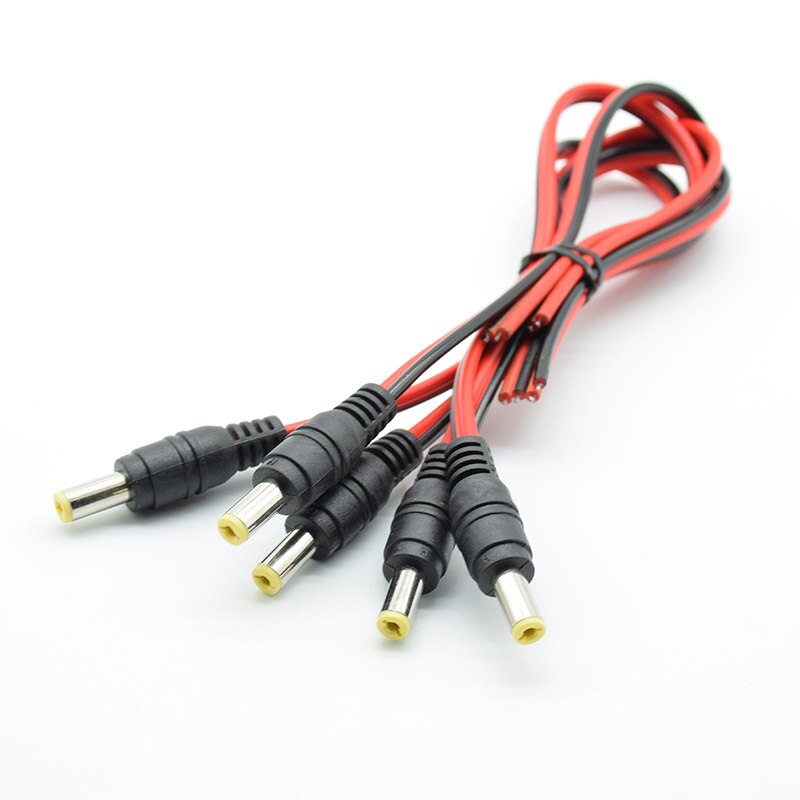 Anpwoo 5 stk dc power han hun kabel 12v stik dc adapter kabel stik stik til cctv kamera dc stik 5.5*2.1mm 5.5 x 2.1