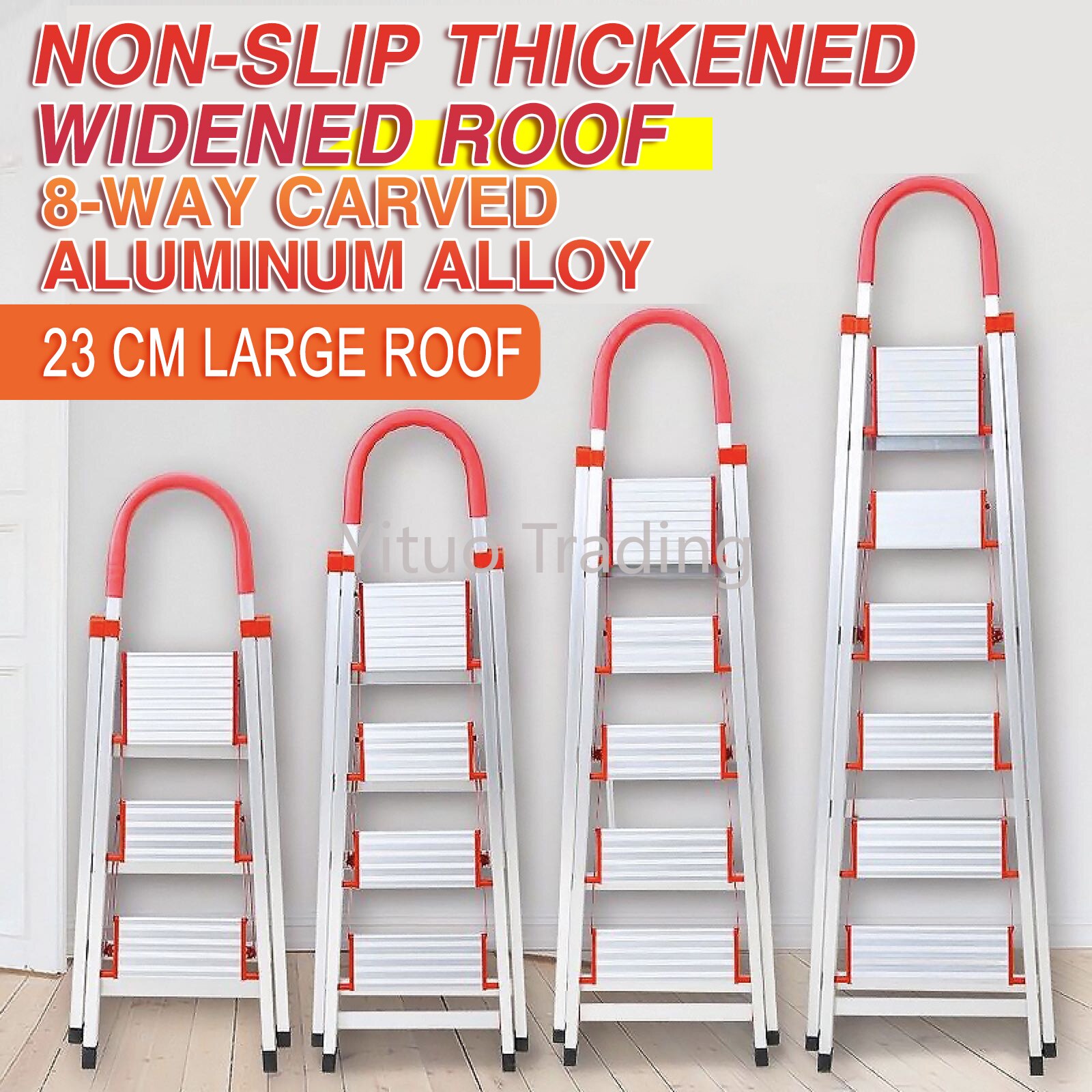 Aluminum Alloy Household Ladder Thickened Step Ladder Folding Escalator Stairs Stainless Steel Herringbone Stepladder DG003A