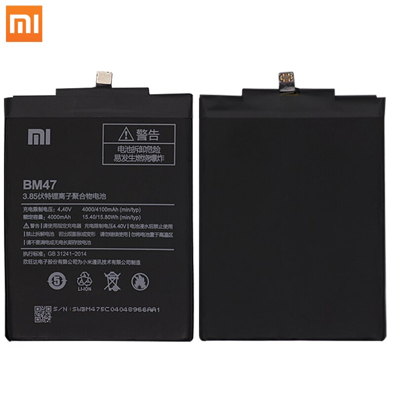 Original Xiaomi Redmi 3 3S 3X 3 Profi 4X Telefon Batterries BM47 Hohe Kapazität Wiederaufladbare praktisch Akku 4100mAh freies Werkzeuge AKKU