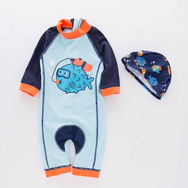 Bonito do bebê meninos maiô com padrão dos desenhos animados criança maiô crianças roupa de banho uma peça terno de natação para crianças: 6