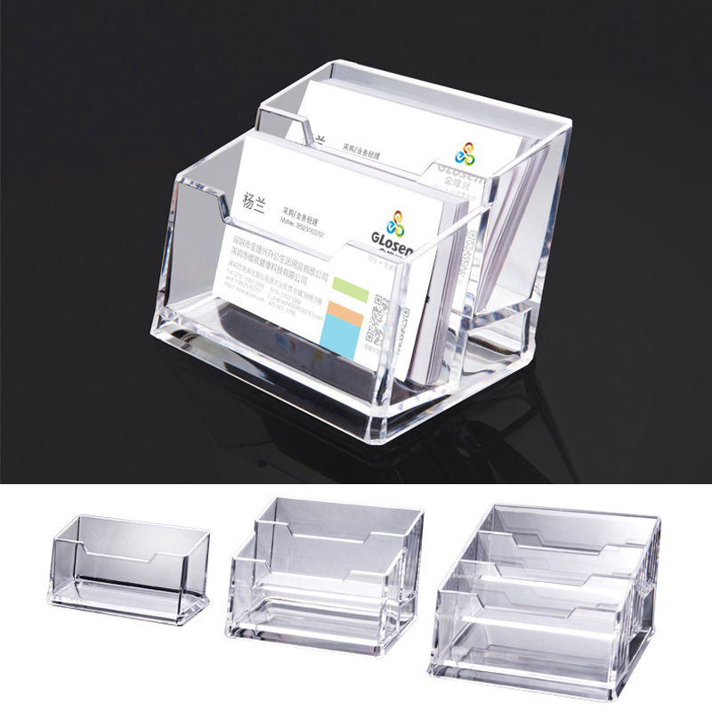 Soporte de tarjetas de escritorio para oficina y negocios, soporte de exhibición para mostrador de acrílico transparente, Accesorios de escritorio