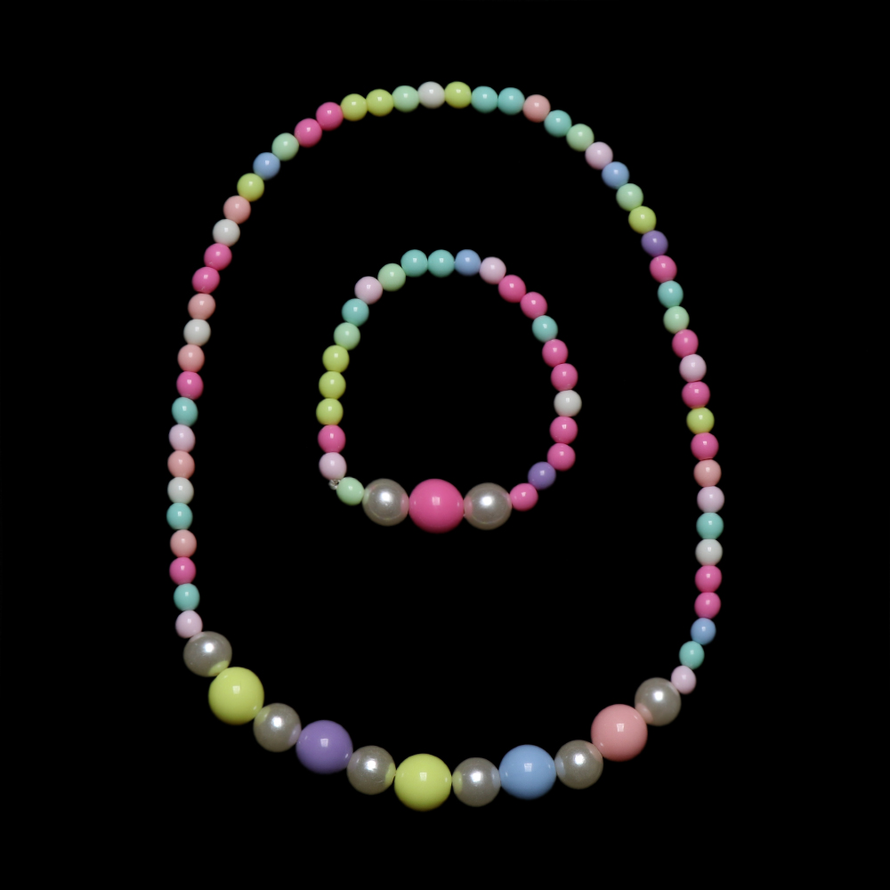 1 sæt pige perler legetøj halskæde armbånd sommerfugle blomster børn håndlavet halskæde tilbehør prinsesse smykker børn: B -6