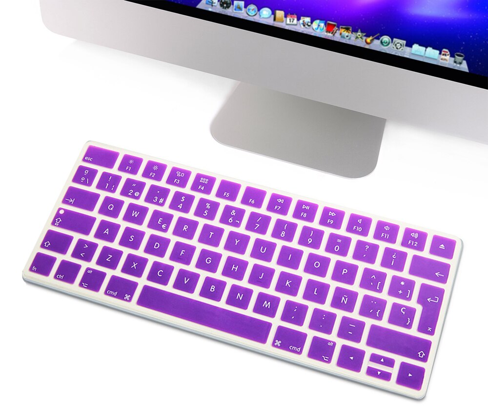 HRH Slim ESP hiszpańska klawiatura pokrywa silikonowa skórka do Apple Magic bezprzewodowa klawiatura Bluetooth MLA22LL/A (A1644,2015 wydany): Purple
