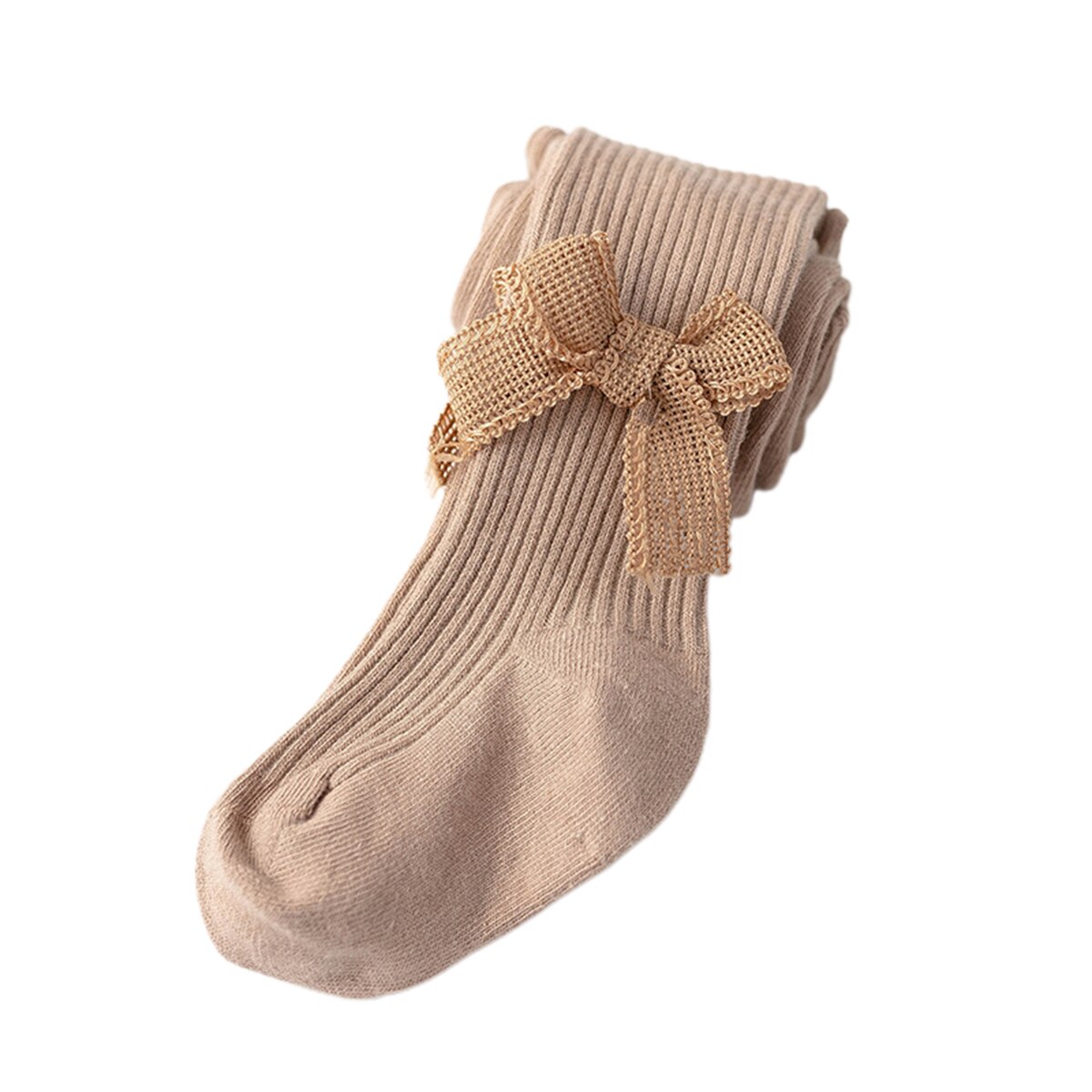 0-4 ans enfants printemps automne hiver collants nœud coton bébé filles collants enfants infantile tricoté Collant: Marron / 0 to 1 Yrs