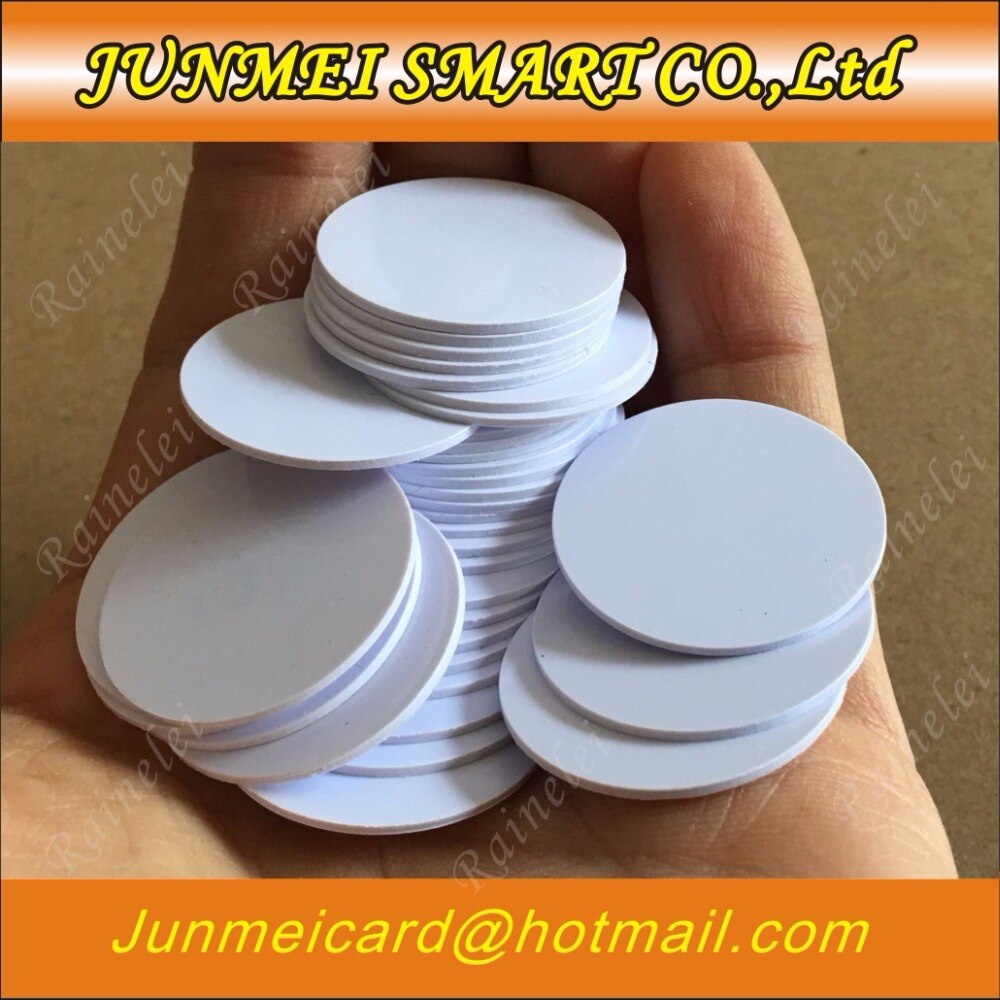 Nfc 215 kort pvc rund tag dia 25mm nfc forum type 2 tag til tagmo højtydende nfc kort