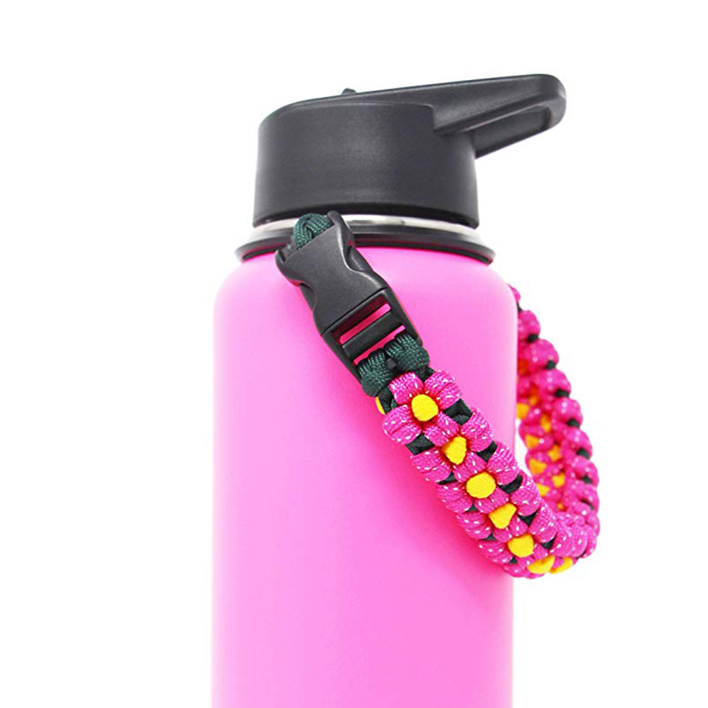Paracorde tressé à poignée Simple, sangle de transport de bouteille d&#39;eau, accessoires porte-gobelet s&#39;adapte à large bouche avec anneau pour bouteille Hydro