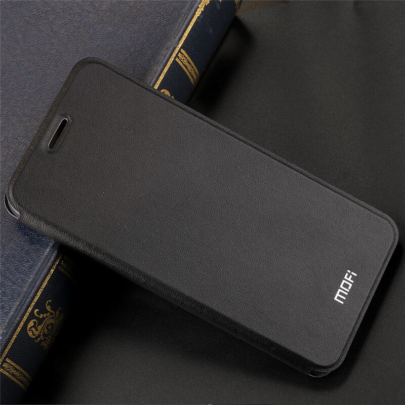 Funda de MOFI para Redmi Nota 7 caso para Redmi Nota 7 Pro Flip caso para Xiaomi Redmi Note 7 De cuero de la PU transparente protector de TPU Capas: Black