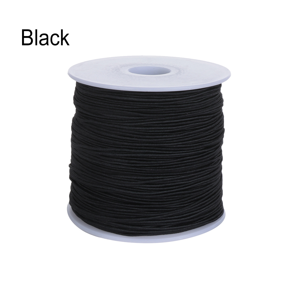 Hoge Stretch Ronde Elastiek Band Voor Kleding/Maskers Naaien Accessoires 0.8 Mm 100 Meter Rozenkrans Kralen Elastiek cords: Black