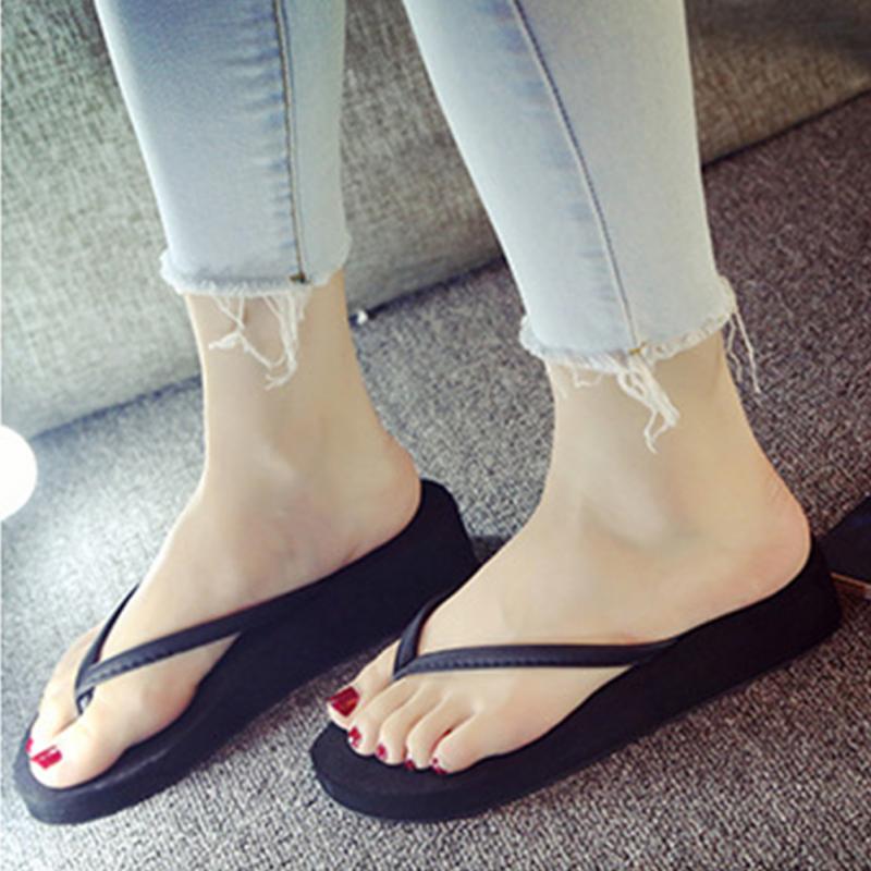Nouvelle offre spéciale bagatelle tongs femmes compensées plate-forme décontracté solide d'été Style sandales chaussures de plage femme