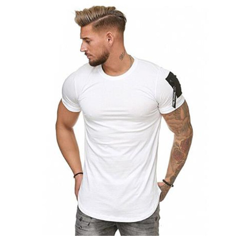 2021 Wish męska Casual sport Slim Fit jednolity kolor wokół szyi T-shirt męskie krótkie rękawy