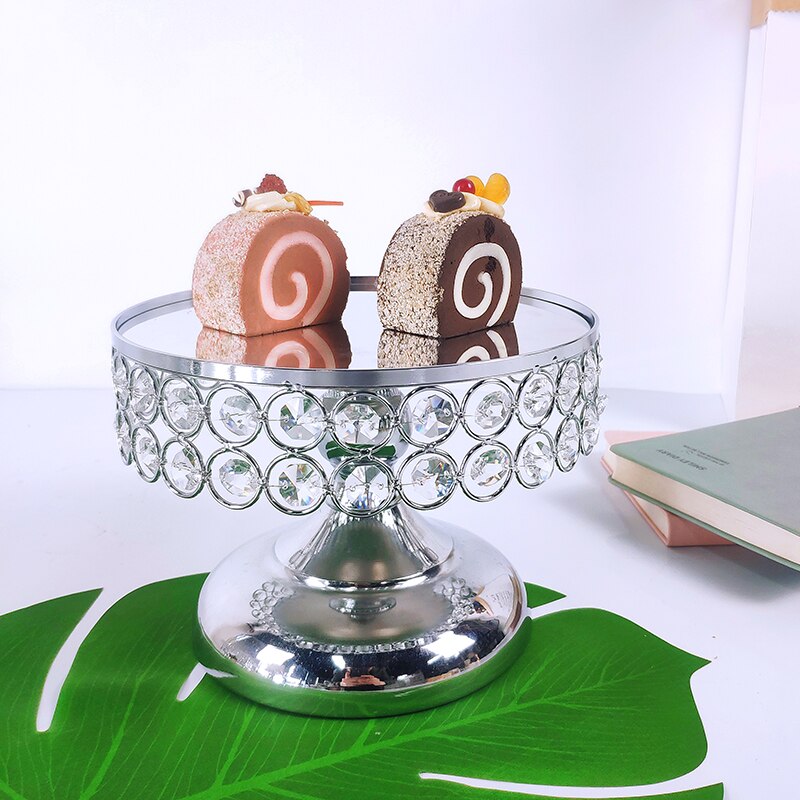 Zilveren Spiegel Metalen Ronde Cake Stand Bruiloft Verjaardag Party Dessert Cupcake Voetstuk Display Plaat Home Decor