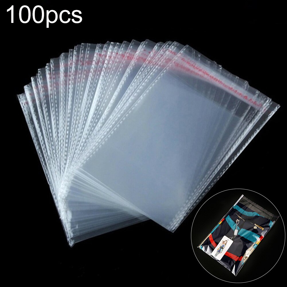 100Pcs Transparent Thick Self-adhesive Bag Clear Package Storage bags Small Plastic Self Sealing Cellophane packing poly Bags