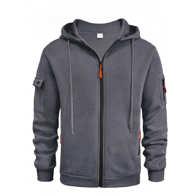 Autumn Men Sweatshirts Long Sleeve Jacket Hoodie Zipper Closure Jacket Male Hoodies Sweatshirt Slim Fit Male Clothing: M / Orange