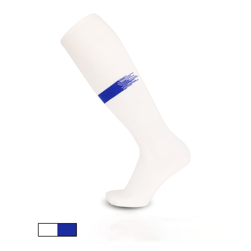 Stijl Voetbal Sokken Mannen Lange Outdoor Ademend Mesh Fietsen Sok Mannen Schokabsorptie Voetbal Sokken Anti Slip: White and blue