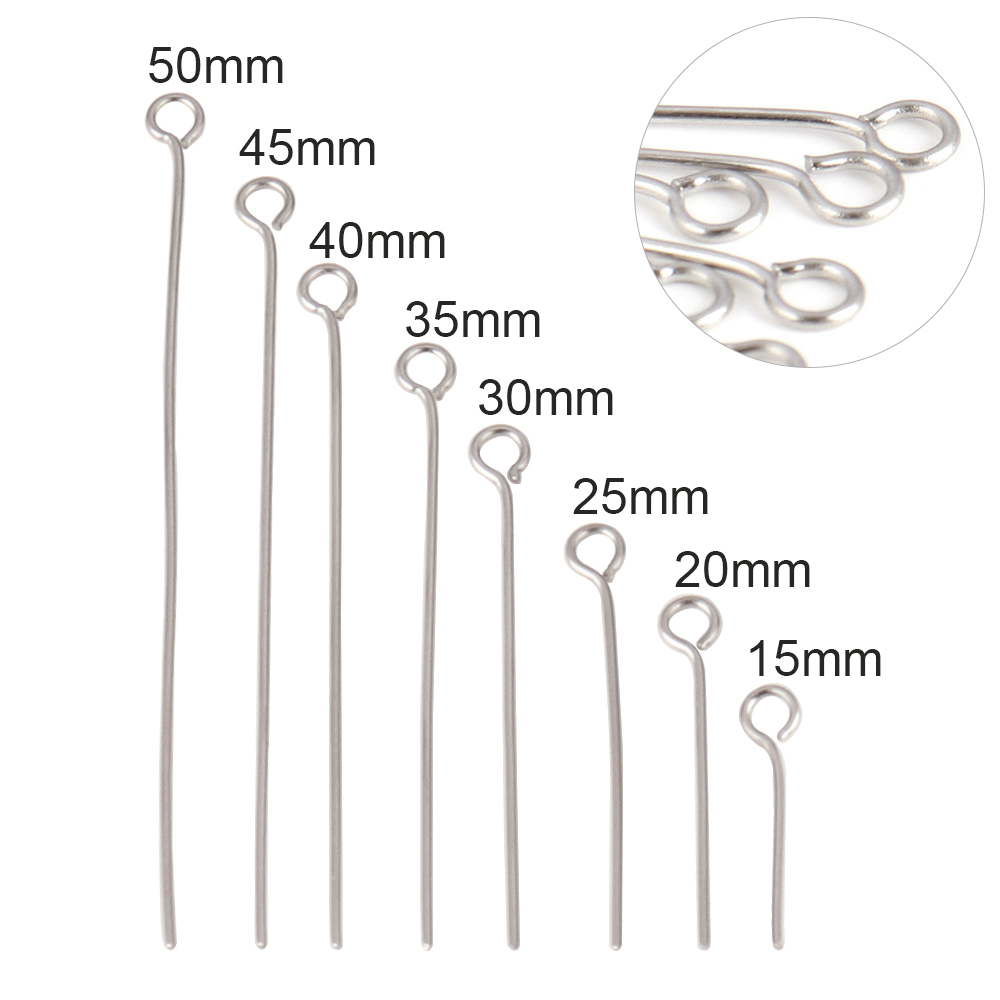 100 peças 15-50mm 316l pinos de joias de aço inoxidável pinos de cabeça plana para fazer jóias suprimentos bola headpins acessórios de pino de olho: P / Verde