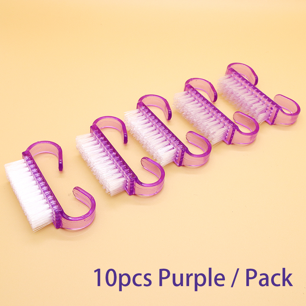 Top Cleaning Nail Brush Nail Art Plastic Soft Remove Dust Finger Care UV Gel Manicure Pedicure Tool Makeup Brushes Scrubbing: PURPLE