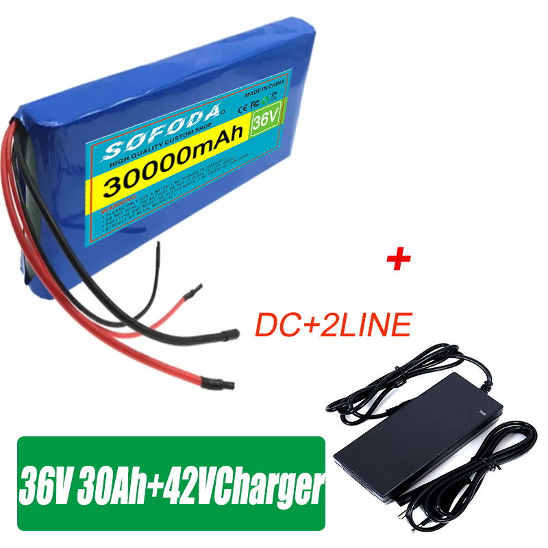 36V 10S1P 30000mAh Battery Pack 20Ah 18650 Lithium Li-ion Rechargeable Batteries 30Ah BMS 500W: GRAY
