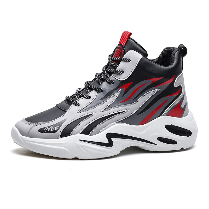automne hiver basket-ball Chaussures hommes feu baskets plate-forme masculine bottines masculinité Chaussures haut vulcanisé Chaussures: Rouge / 39