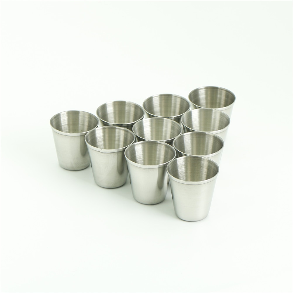 10pcs/set Mini 30ml Silver Wine Drinking Shot Glass Barware Cup Stainless Steel Beer Wine Cups Polished