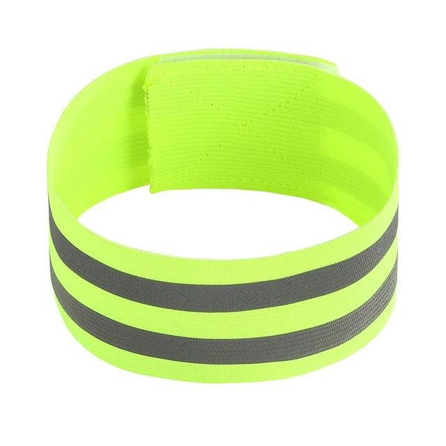 Bandas reflectantes elásticas para brazo, pierna y correas de tobillo, reflectantes de seguridad, cintas de correa para correr por la noche, caminar y ciclismo: green