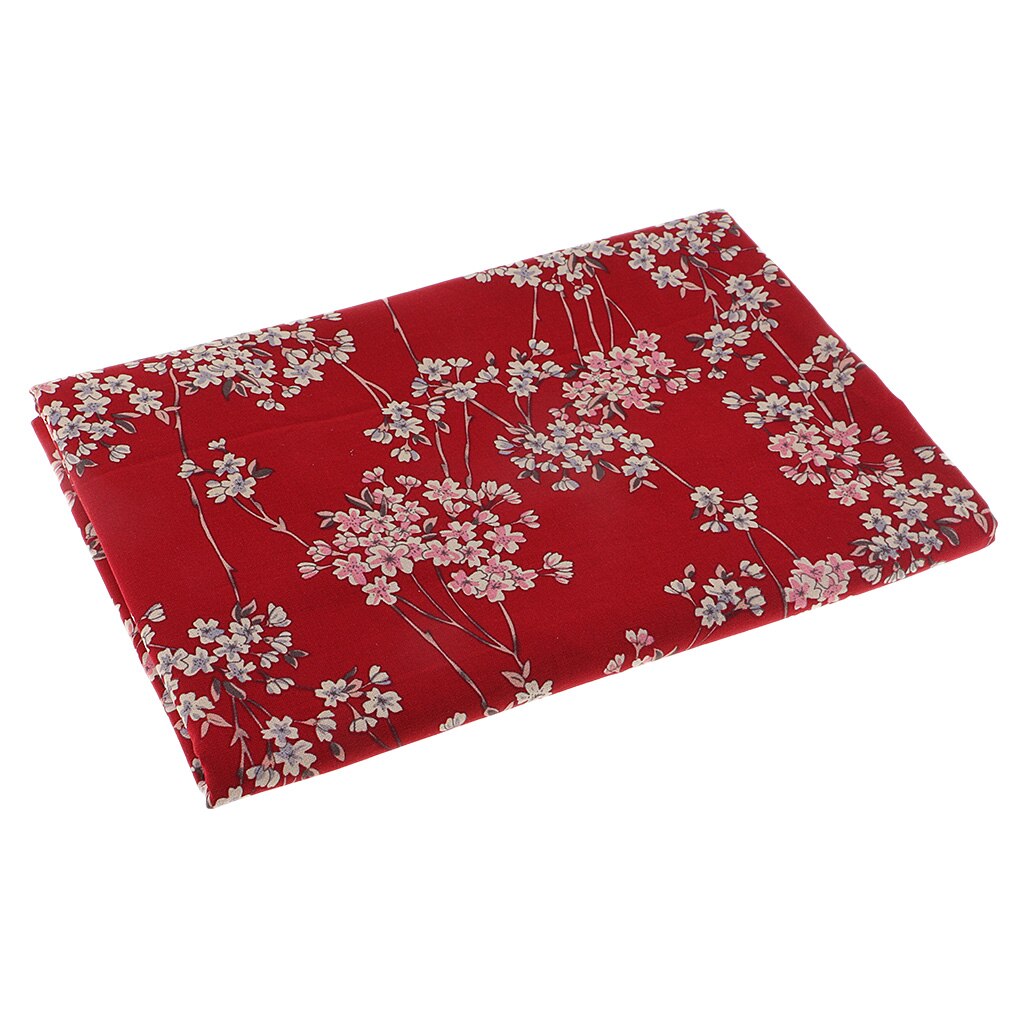 Plum Blossom Japanese Kimono Cotton Fabric Quilting Clothes Fabric by the Metre: Red 50x140cm